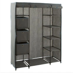 Armoire 1 Penderie + étagères + Boites Gris 5Five 10 Armoire 1 Penderie + étagères + Boites Gris 5Five -ATMOSPHERA || Intex || Demeyere Soldes armoire 1 penderie etagere grise 3
