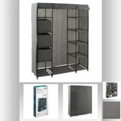 Armoire 1 Penderie + étagères + Boites Gris 5Five 11 Armoire 1 Penderie + étagères + Boites Gris 5Five -ATMOSPHERA || Intex || Demeyere Soldes armoire 1 penderie etagere grise 4