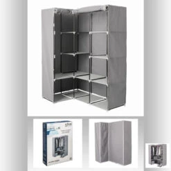 Armoire D'angle 1 Penderie / 10 étagères Gris Atmosphera -ATMOSPHERA || Intex || Demeyere Soldes armoire d angle 1 penderie 10 etageres gris atmosphera 2