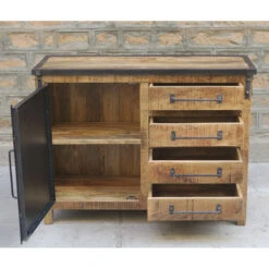 Buffet 1 Porte 4 Tiroirs Bois De Manguier Et Métal 9 Buffet 1 Porte 4 Tiroirs Bois De Manguier Et Métal -ATMOSPHERA || Intex || Demeyere Soldes buffet 1 porte 4 tiroirs bois de manguier et metal 2