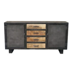 Buffet Métal Et Bois Jodhpur 2 Portes 4 Tiroirs