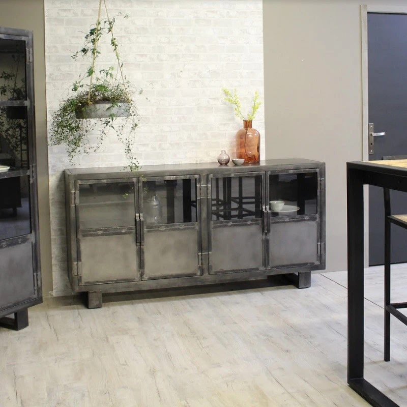Buffet Métal Noir Jodhpur 4 Portes 6 Buffet Métal Noir Jodhpur 4 Portes – Image 4