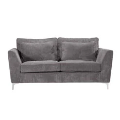 Canapé 2 Places Isla Velours Côtelé Gris
