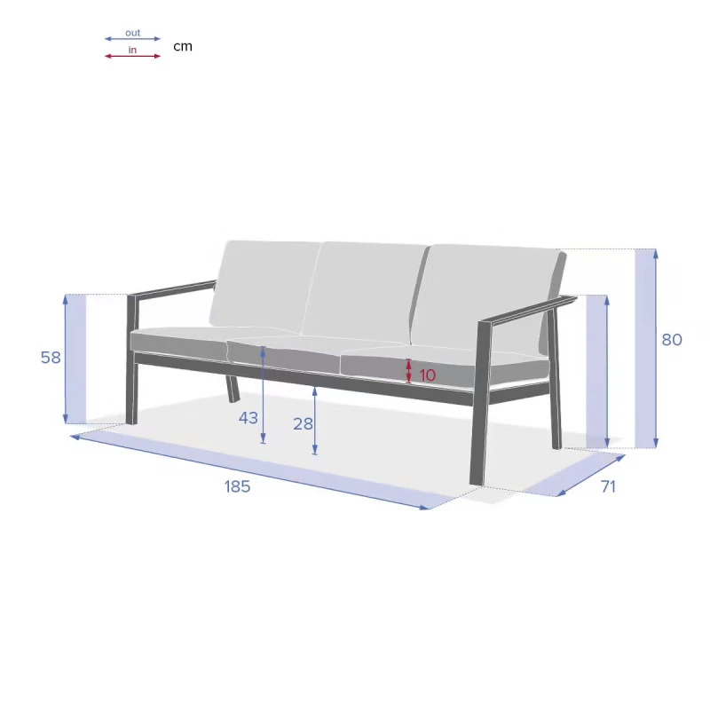 Canapé 3 Places Pavane Graphite Hespéride 8 Canapé 3 Places Pavane Graphite Hespéride – Image 6