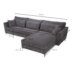 Canapé Angle Droit Isla Velours Côtelé Gris -ATMOSPHERA || Intex || Demeyere Soldes canape angle droit gris isla 6