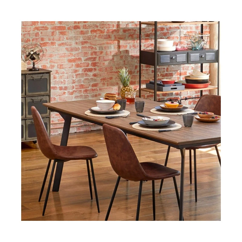 Chaise Vladi Effet Cuir Marron Atmosphera 7 Chaise Vladi Effet Cuir Marron Atmosphera – Image 5