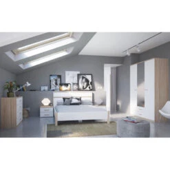 Demeyere Chevet 2 Tiroirs Blanc Et Naturel Lena -ATMOSPHERA || Intex || Demeyere Soldes chevet 2 tiroirs blanc et naturel lena 1