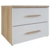 Demeyere Chevet 2 Tiroirs Blanc Et Naturel Lena -ATMOSPHERA || Intex || Demeyere Soldes chevet 2 tiroirs blanc et naturel lena