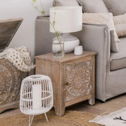 Chevet Shirel 1 Porte Bois Blanchi Atmosphera -ATMOSPHERA || Intex || Demeyere Soldes chevet shirel 1 porte bois blanchi atmosphera 4