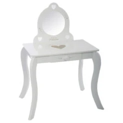 Coiffeuse Avec Tabouret Enfant Blanc Atmosphera -ATMOSPHERA || Intex || Demeyere Soldes coiffeuse avec tabouret pour enfant blanche 2