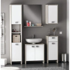 Demeyere Colonne 2 Portes HONOLULU Blanc/chêne Champagne -ATMOSPHERA || Intex || Demeyere Soldes colonne 2 portes honolulu blanc chene champagne 3