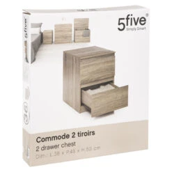 Chevet 2 Tiroirs 38 Cm Dolo Naturel 5five -ATMOSPHERA || Intex || Demeyere Soldes commode 2 tiroirs 38 cm naturel 5five 3