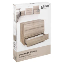 Commode 3 Tiroirs 78 Cm Dolo Naturel 5five -ATMOSPHERA || Intex || Demeyere Soldes commode 3 tiroirs 78 cm naturel 5five 2