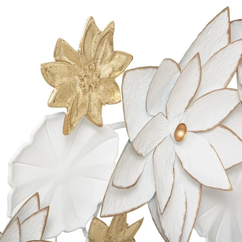 Déco Murale Métal Fleurs Folk Blanc Et Doré 80x42 Atmosphera 4 Déco Murale Métal Fleurs Folk Blanc Et Doré 80x42 Atmosphera – Image 2