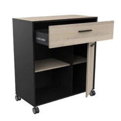 Demeyere Desserte De Cuisine 1 Tiroir 1 Porte Mint Noir Et Bois -ATMOSPHERA || Intex || Demeyere Soldes desserte de cuisine 1 tiroir 1 porte mint noir et bois 1