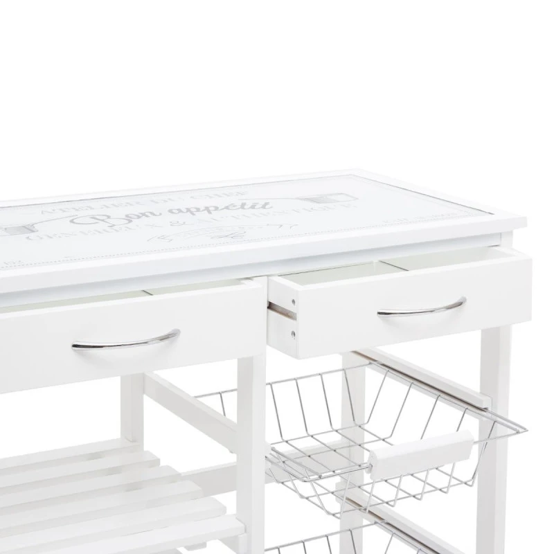 ATMOSPHERA Desserte De Cuisine Verre Blanc Modèle GUSTAF 5 ATMOSPHERA Desserte De Cuisine Verre Blanc Modèle GUSTAF – Image 3