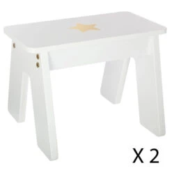 Ensemble Table + 2 Tabourets Enfant Blanc Doré Dream Atmosphera -ATMOSPHERA || Intex || Demeyere Soldes ensemble table 2 tabourets enfant blanc dore dream atmosphera 3