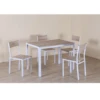 Ensemble Table + 4 Chaises Métal Blanc Et Effet Bois Clair -ATMOSPHERA || Intex || Demeyere Soldes ensemble table 4 chaises metal blanc et effet bois clair