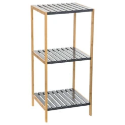 Etagère 4 Niveaux Salle Bain Varia Gris Bambou -ATMOSPHERA || Intex || Demeyere Soldes etagere 4 niveaux salle bain varia gris bambou 2