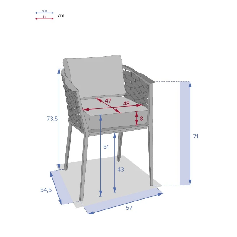Fauteuil Repas Extérieur Embruns Mailles Hespéride 8 Fauteuil Repas Extérieur Embruns Mailles Hespéride – Image 6