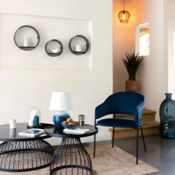 Fauteuil Velours Bleu Siron Atmosphera -ATMOSPHERA || Intex || Demeyere Soldes fauteuil velours bleu atmosphera 1