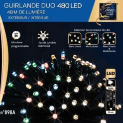 Guirlande Extérieur 480 LED Multicolores/blanc Chaud Programmable