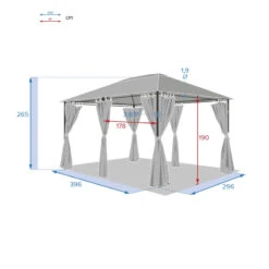 Jeu De 6 Rideaux Gris Ardoise Pour Tonnelle Santorini Et Thira -ATMOSPHERA || Intex || Demeyere Soldes jeu de 6 rideaux gris ardoise pour la tonnelle santorini 3 x 4m 2