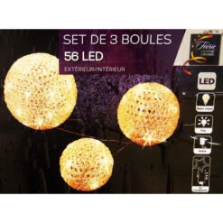Lot 3 Boules 56 LED Blanc Chaud -ATMOSPHERA || Intex || Demeyere Soldes lot 3 boules 56 led blanc chaud 2
