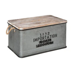 ATMOSPHERA || Intex || Demeyere Soldes -ATMOSPHERA || Intex || Demeyere Soldes lot de 3 malles metal gris plateau bois atmosphera 1 1