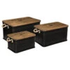 Lot De 3 Malles Métal Noir Plateau Bois Atmosphera -ATMOSPHERA || Intex || Demeyere Soldes lot de 3 malles metal noir plateau bois atmosphera