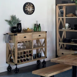 Meuble Bar 2 Tiroirs Sur Roues Silas Atmosphera -ATMOSPHERA || Intex || Demeyere Soldes meuble bar 2 tiroirs sur roues silas atmosphera 1