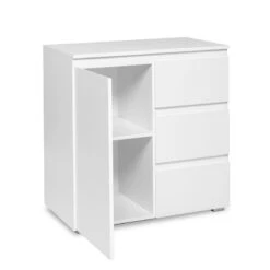 Meuble De Rangement 1 Porte 3 Tiroirs Blanc -ATMOSPHERA || Intex || Demeyere Soldes meuble de rangement 1 porte 3 tiroirs blanc image 1 4