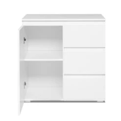 Meuble De Rangement 1 Porte 3 Tiroirs Blanc -ATMOSPHERA || Intex || Demeyere Soldes meuble de rangement 1 porte 3 tiroirs blanc image 1 5