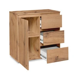 Meuble De Rangement 1 Porte 3 Tiroirs Naturel 11 Meuble De Rangement 1 Porte 3 Tiroirs Naturel -ATMOSPHERA || Intex || Demeyere Soldes meuble de rangement 1 porte 3 tiroirs naturel image 2