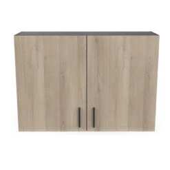 Demeyere Meuble Haut 2 Portes 100 Cm Origan Noir Et Bois -ATMOSPHERA || Intex || Demeyere Soldes meuble haut 2 portes 100 cm origan noir et bois 1