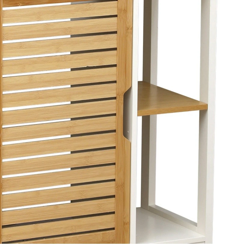 Meuble Sous Lavabo 1 Porte Blanc Et Bambou Coconut 4 Meuble Sous Lavabo 1 Porte Blanc Et Bambou Coconut – Image 2