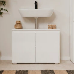 Meuble Sous Vasque 2 Portes Capetown Blanc -ATMOSPHERA || Intex || Demeyere Soldes meuble sous vasque 2 portes capetown blanc 3