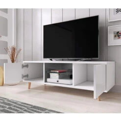 Meuble TV 2 Portes Sweden Blanc -ATMOSPHERA || Intex || Demeyere Soldes meuble tv 2 portes sweden blanc 2