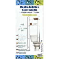 Meuble WC 2 Tablettes Pour Toilettes Chrome -ATMOSPHERA || Intex || Demeyere Soldes meuble wc 2 tablettes pour toilettes chrome 1