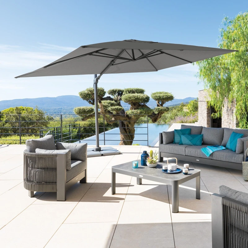 Parasol Décentré Eléa Rectangulaire Toile Sunbrella® Anthracite Hespéride 3 Parasol Décentré Eléa Rectangulaire Toile Sunbrella® Anthracite Hespéride