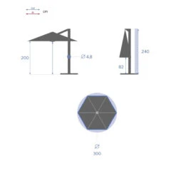 Parasol Décentré Rond Manoa Ardoise Hespéride -ATMOSPHERA || Intex || Demeyere Soldes parasol decentre rond manoa ardoise hesperide 1 3