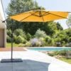 Parasol Décentré Rond Manoa Jaune Moutarde Hespéride -ATMOSPHERA || Intex || Demeyere Soldes parasol decentre rond manoa jaune moutarde hesperide