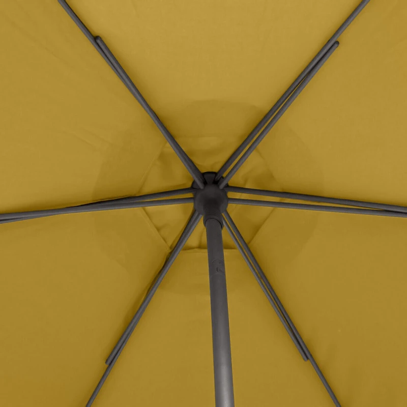 Parasol Droit Rond 2,7m Soya Jaune Moutarde Hespéride 6 Parasol Droit Rond 2,7m Soya Jaune Moutarde Hespéride – Image 4