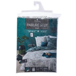 Parure De Lit Jungle Blanc/bleu Canard 240x220 Atmosphera 7 Parure De Lit Jungle Blanc/bleu Canard 240x220 Atmosphera -ATMOSPHERA || Intex || Demeyere Soldes parure de lit jungle blanc bleu canard 240x220 atmosphera 2