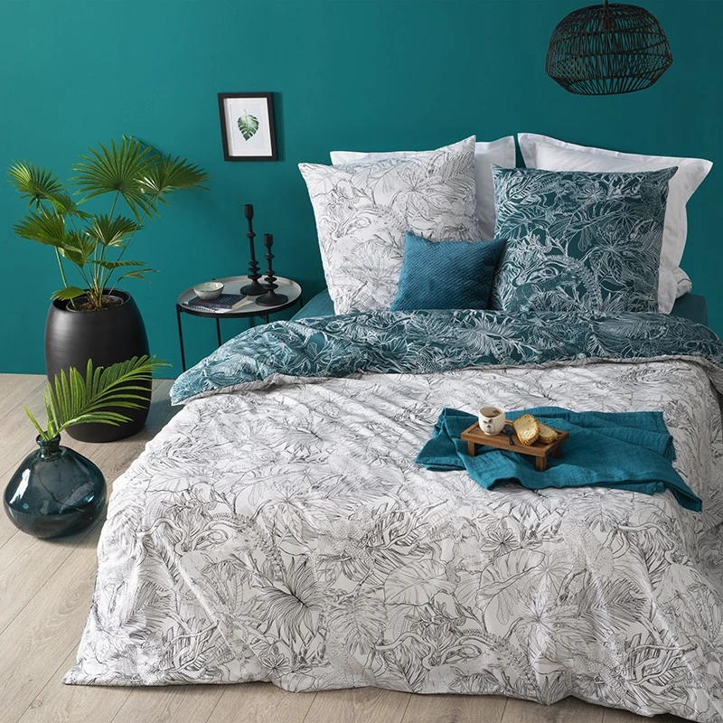 Parure De Lit Jungle Blanc/bleu Canard 240x220 Atmosphera 3 Parure De Lit Jungle Blanc/bleu Canard 240x220 Atmosphera