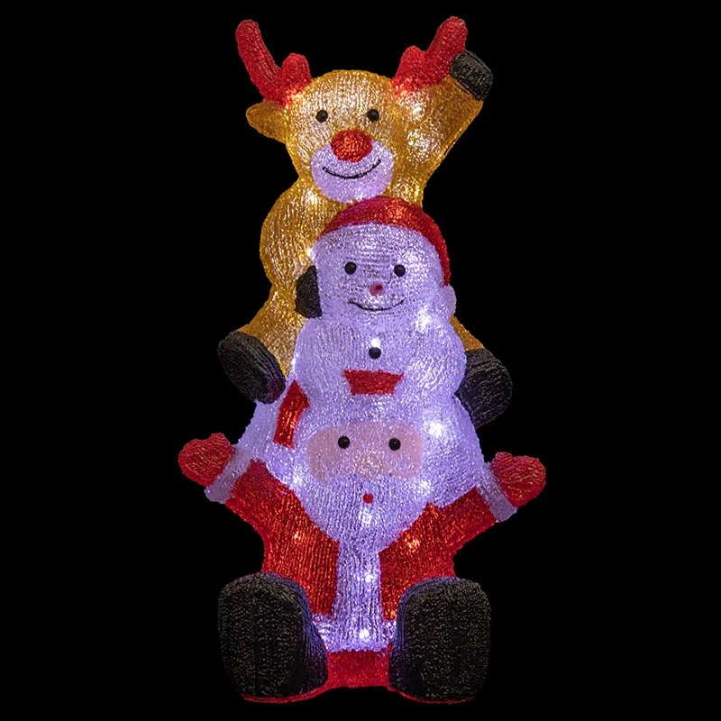 Père-Noël, Bonhomme De Neige Et Renne Lumineux 60 LED 3 Père-Noël, Bonhomme De Neige Et Renne Lumineux 60 LED