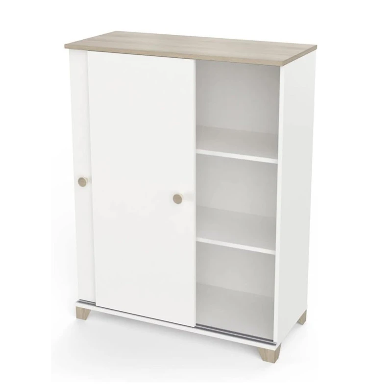 Demeyere Rangement 2 Portes Coulissantes Izzy Blanc Et Bois 5 Demeyere Rangement 2 Portes Coulissantes Izzy Blanc Et Bois – Image 3