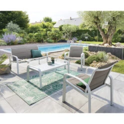 Salon De Jardin 4 Places Elyn Noisette / Blanc Hespéride