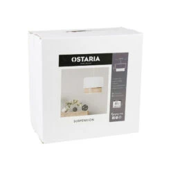 Suspension 2 Abat-jours Cannage Et Tissu Blanc Ostaria -ATMOSPHERA || Intex || Demeyere Soldes suspension 2 abat jours cannage blanc ostaria 4