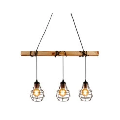 Suspension Indus Barre En Bois 3 Cordons Ostaria -ATMOSPHERA || Intex || Demeyere Soldes suspension industrielle barre en bois 3 cordons ostaria 1
